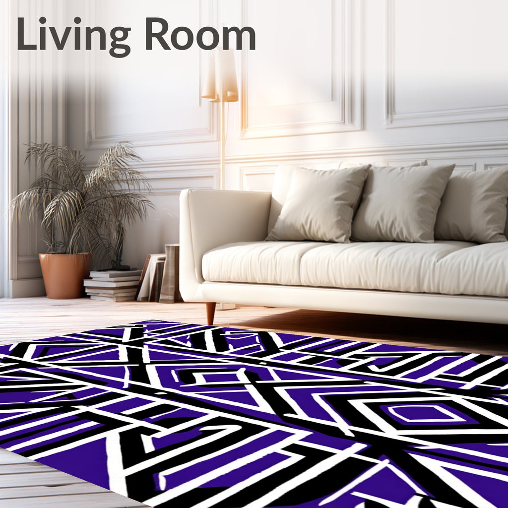 Bold Geometric Cobalt Stripes Rug