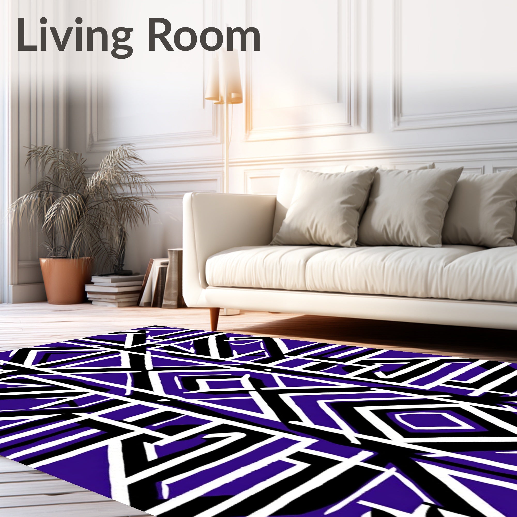 Bold Geometric Cobalt Stripes Rug