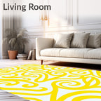 Bright Yellow Swirl Scroll Rug