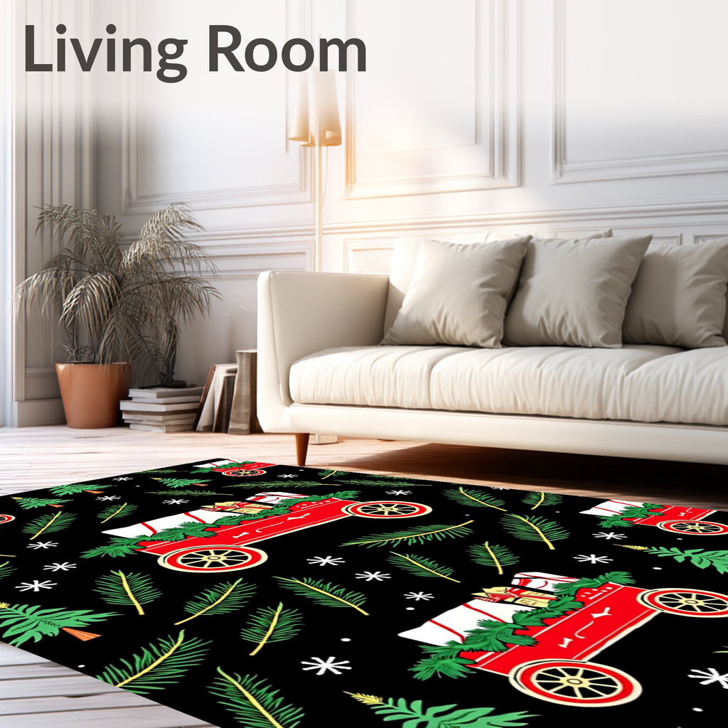 Classic Red Christmas Car Gifts Rug