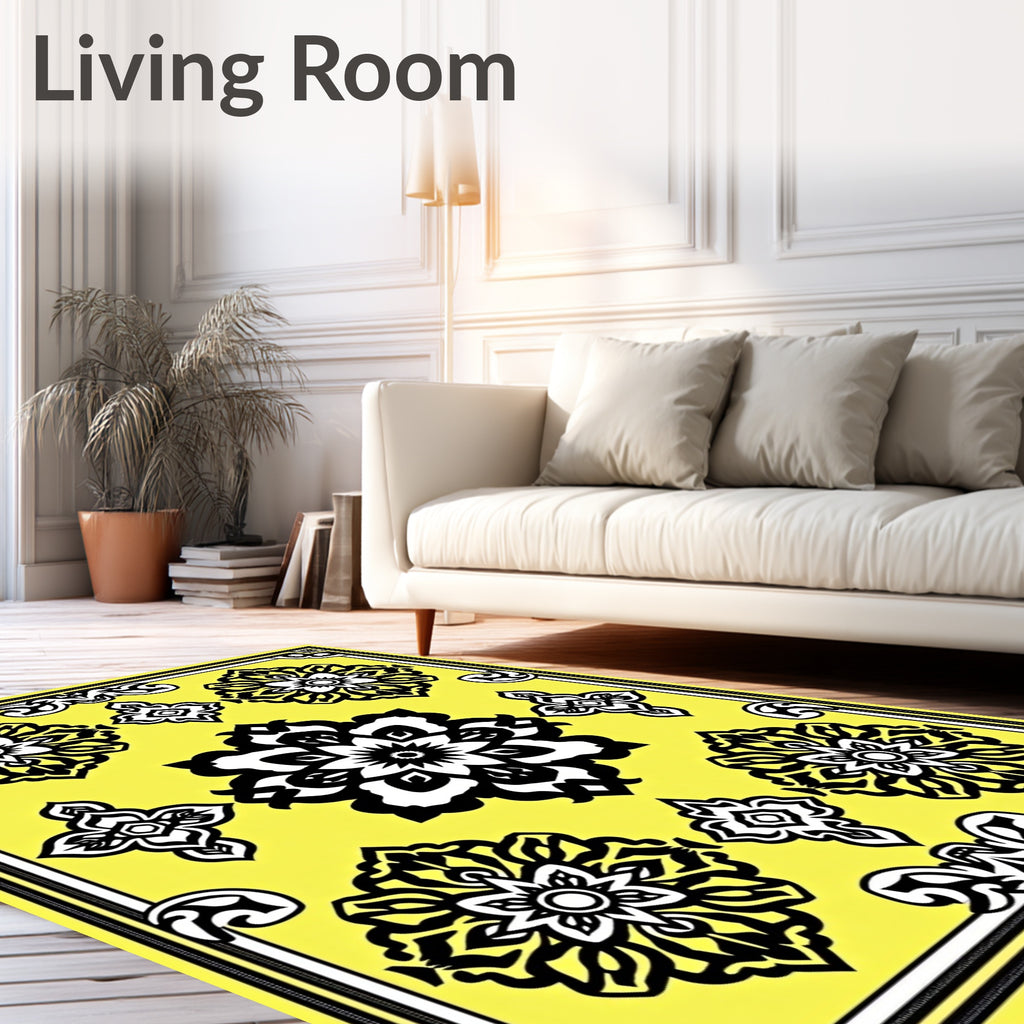 Vibrant Marigold Floral Medallion Rug