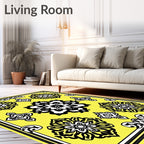 Vibrant Marigold Floral Medallion Rug