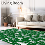 Emerald White Evergreen Forest Whimsy Rug