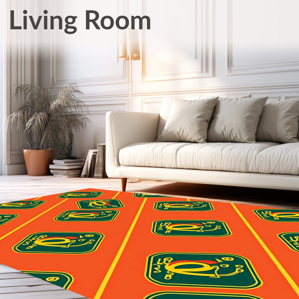 Retro Yellow Abstract Geometric Collage Rug