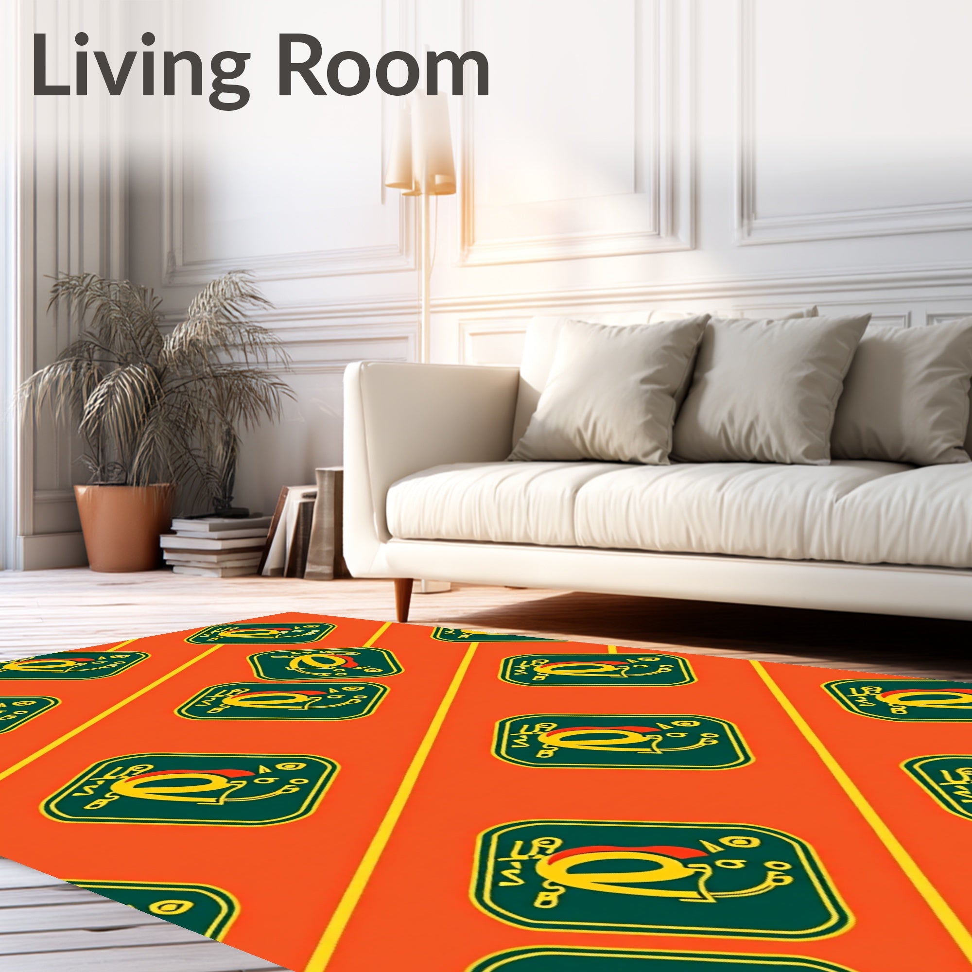 Retro Yellow Abstract Geometric Collage Rug