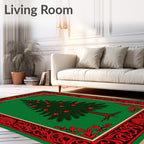 Classic Green Christmas Tree Ornate Rug