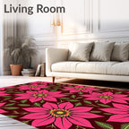 Vibrant Crimson Floral Garden Rug