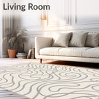 Minimalist Cream Abstract Swirl Rug