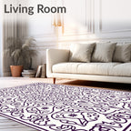 Ornate Violet Floral Swirl Harmony Rug