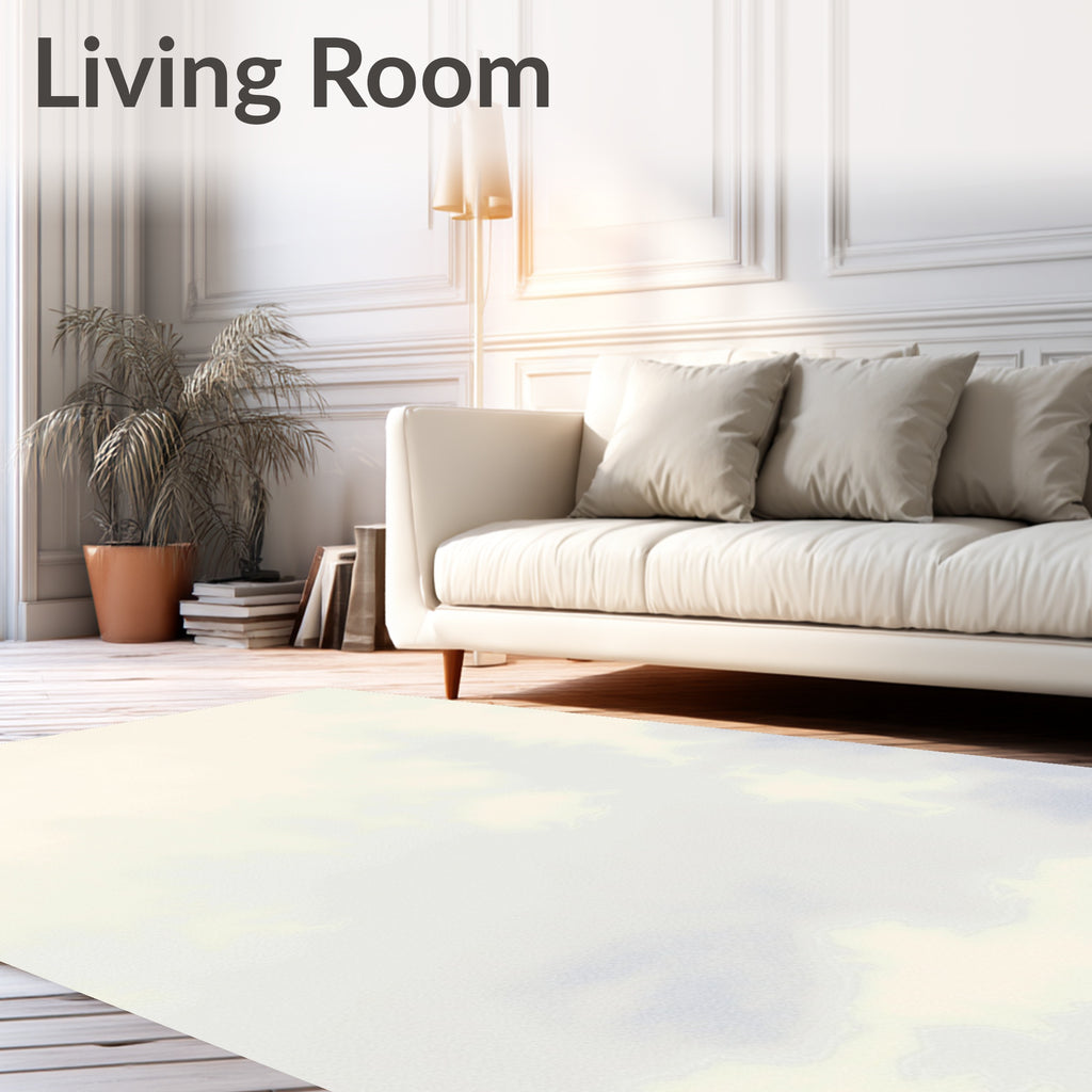 Soft White Cloudscape Impressionistic Rug