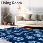 Frosted Blue Snowflake Collage Rug
