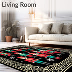 Joyful Red Turquoise Nutcracker Figures Rug