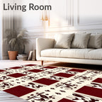Deep Red Gingham Floral Arrangement Rug