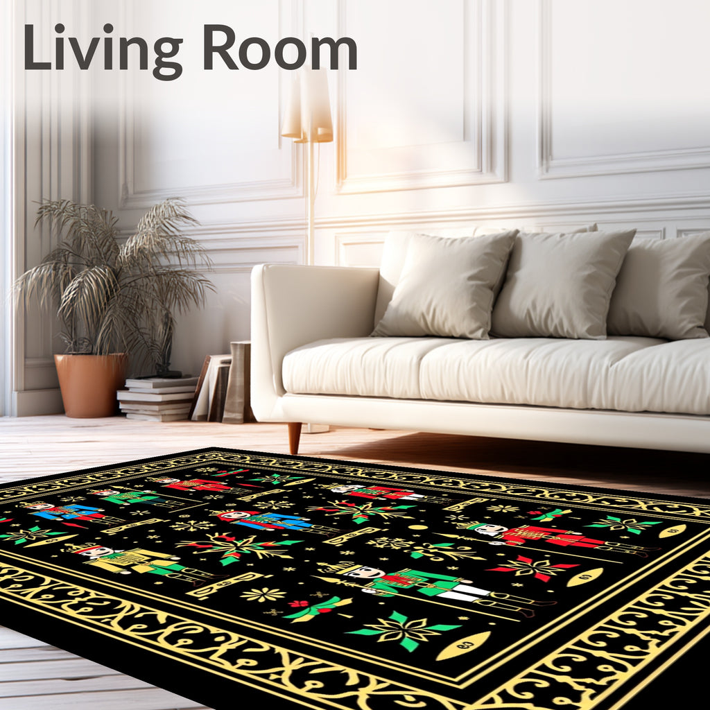 Black Nutcracker Soldier Royal Border Rug