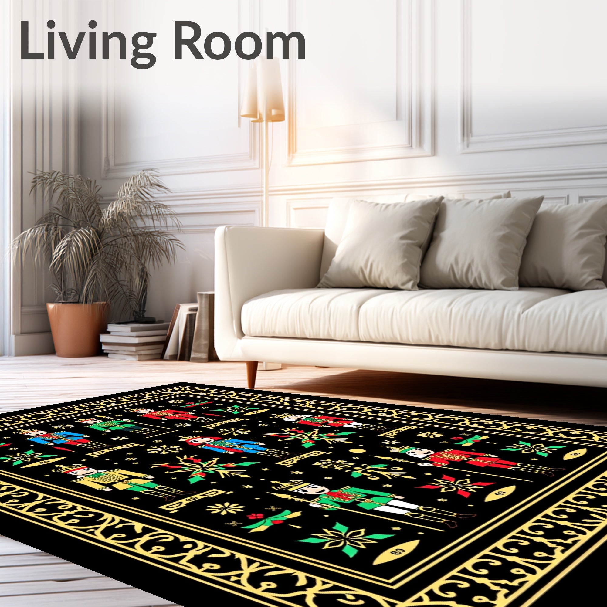 Black Nutcracker Soldier Royal Border Rug