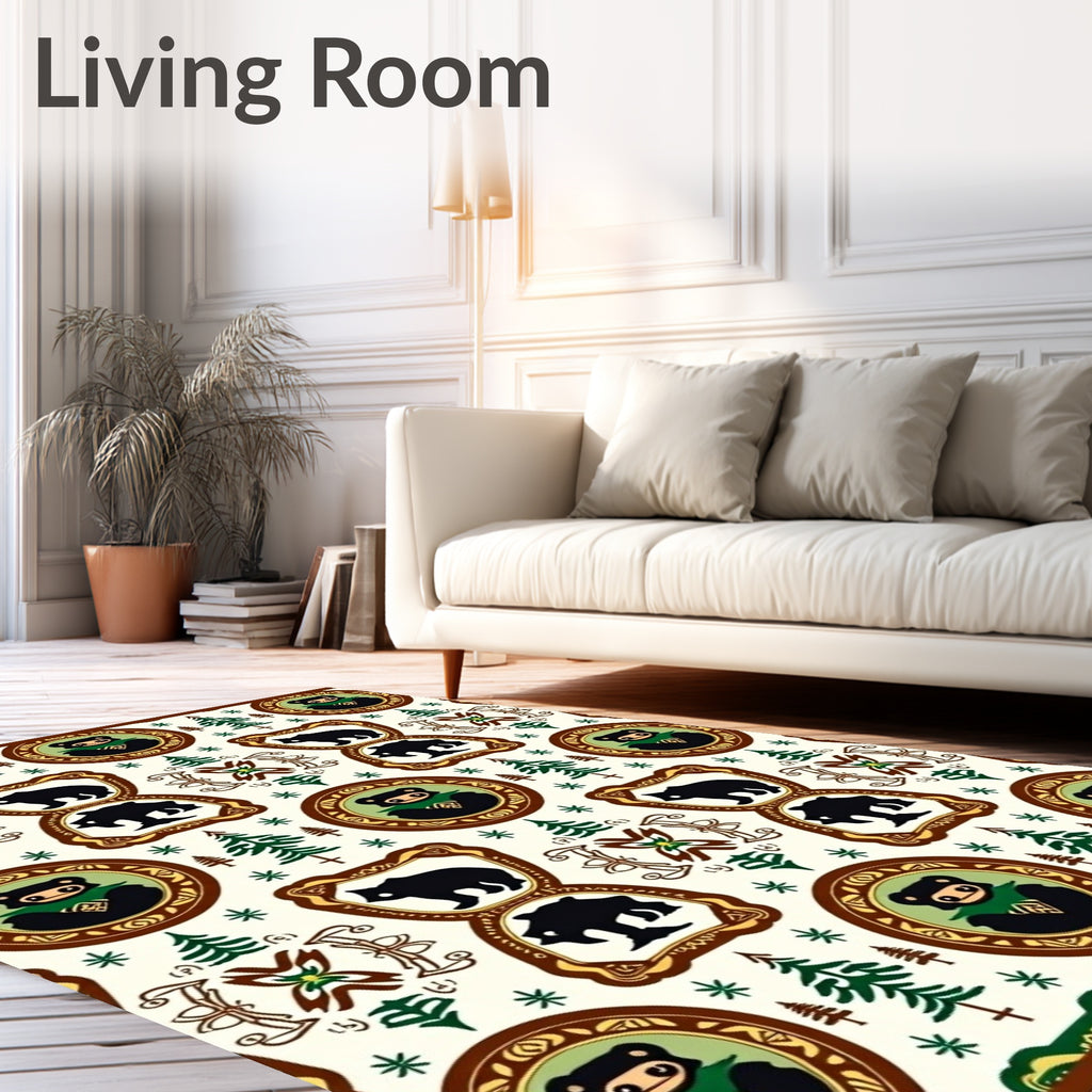 Woodland Bear Forest Medallion Repeat Rug