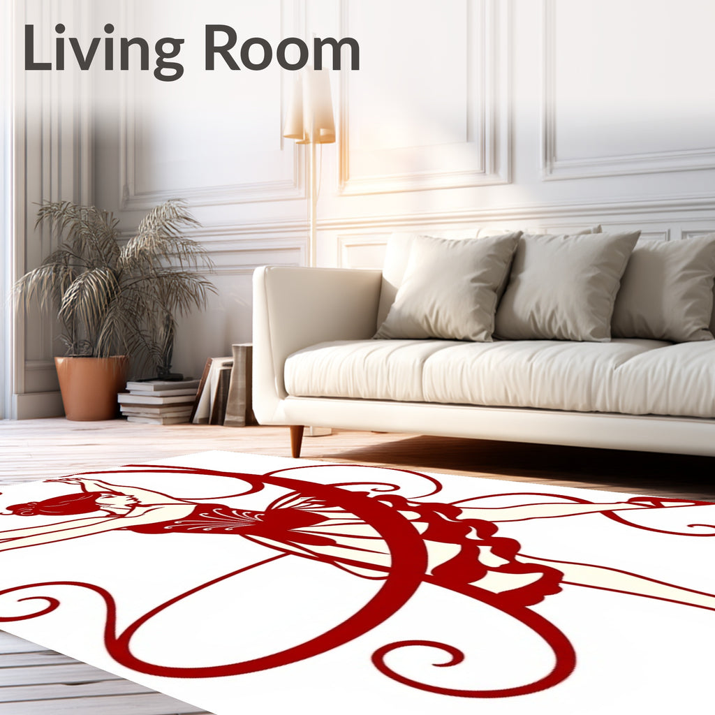 Red Dancer Flowing Ribbons Outline Rug
