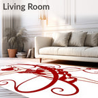 Red Dancer Flowing Ribbons Outline Rug