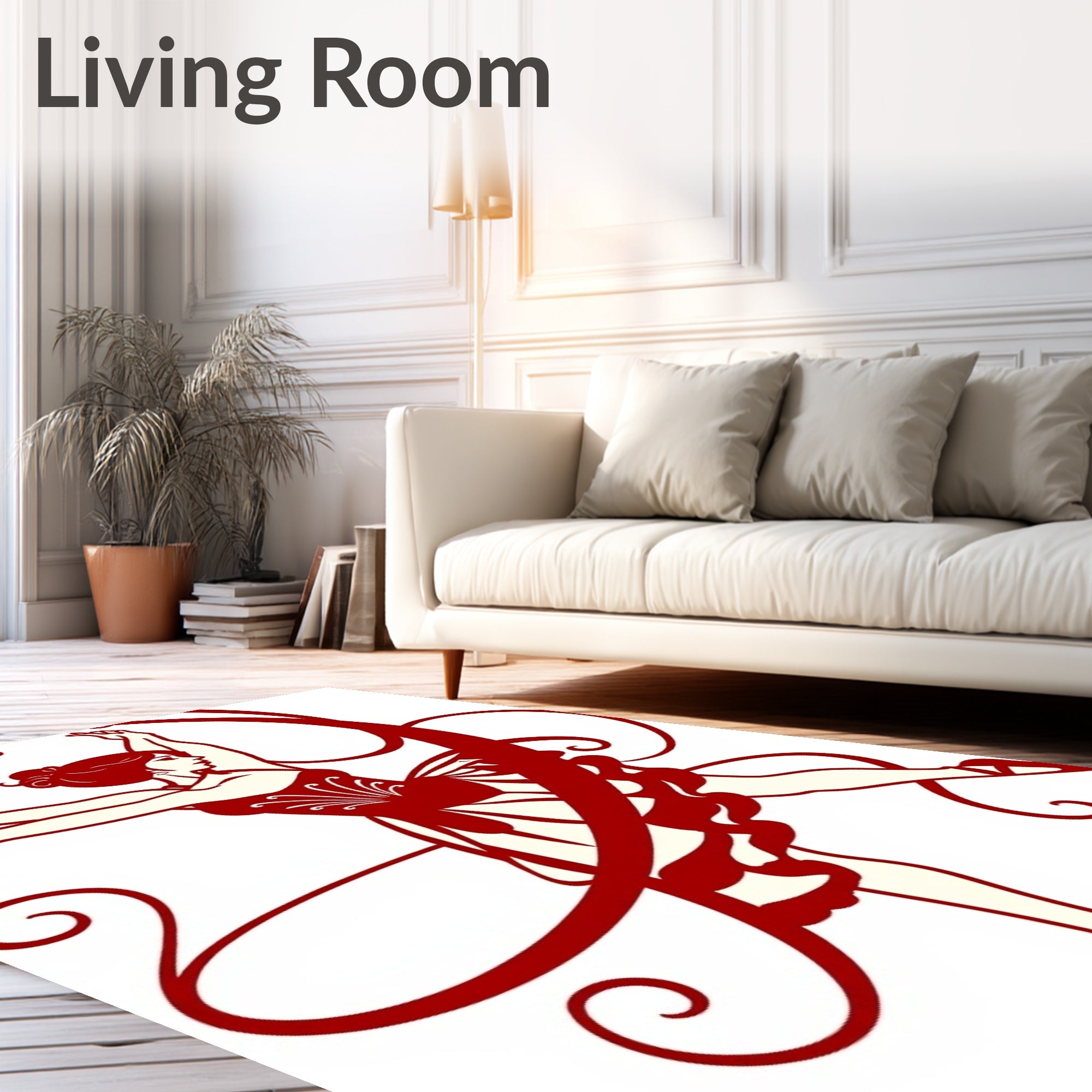 Red Dancer Flowing Ribbons Outline Rug