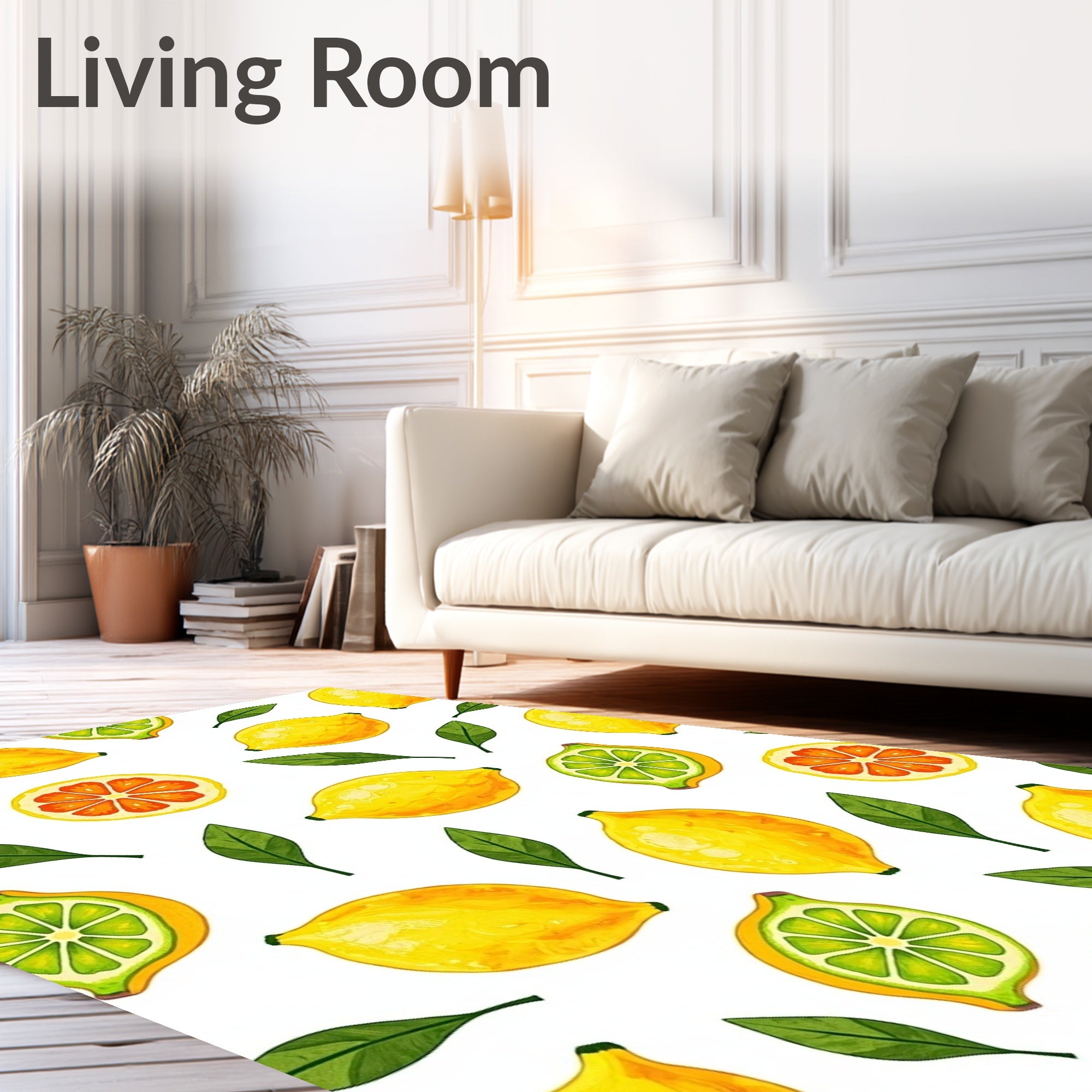 Sunny Yellow Citrus Fruit Grove Rug