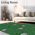 Grey Elephants and Holly Berries Rug