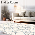 Cream Blue Garden Vine Arabesque Rug