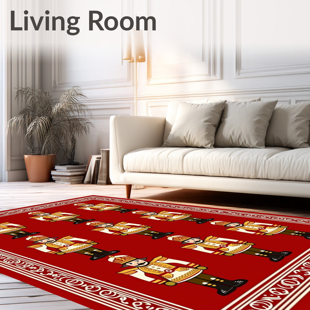 Red Nutcracker Soldier Repetitive Arrangement Rug