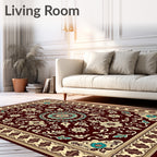 Crimson Medallion Floral Vines Rug