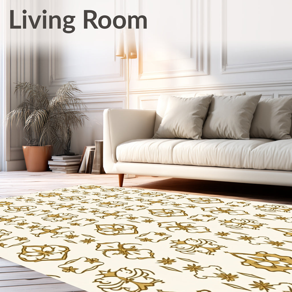 Golden Vintage Floral Medallion Rug