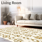 Golden Vintage Floral Medallion Rug