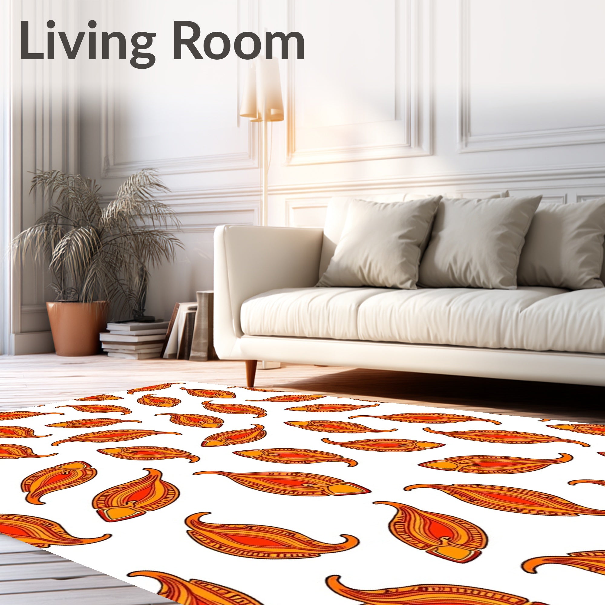Fiery Orange Paisley All Over Rug