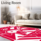 Bold Red Geometric Abstract Rug