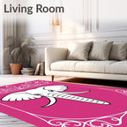 Pink White Elephant Emblem Crest Rug