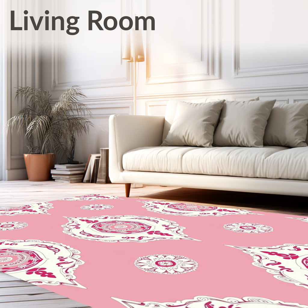 Pink and Cream Mandalas Rug