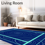 Navy Blue Swirl Geometric Modern Rug