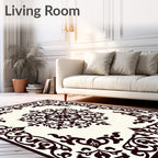 Dark Brown Baroque Floral Medallion Rug