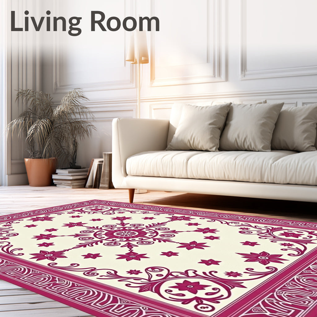Berry Bloom Radial Frame Rug