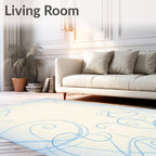 Delicate Sky Blue Swirl Abstract Rug