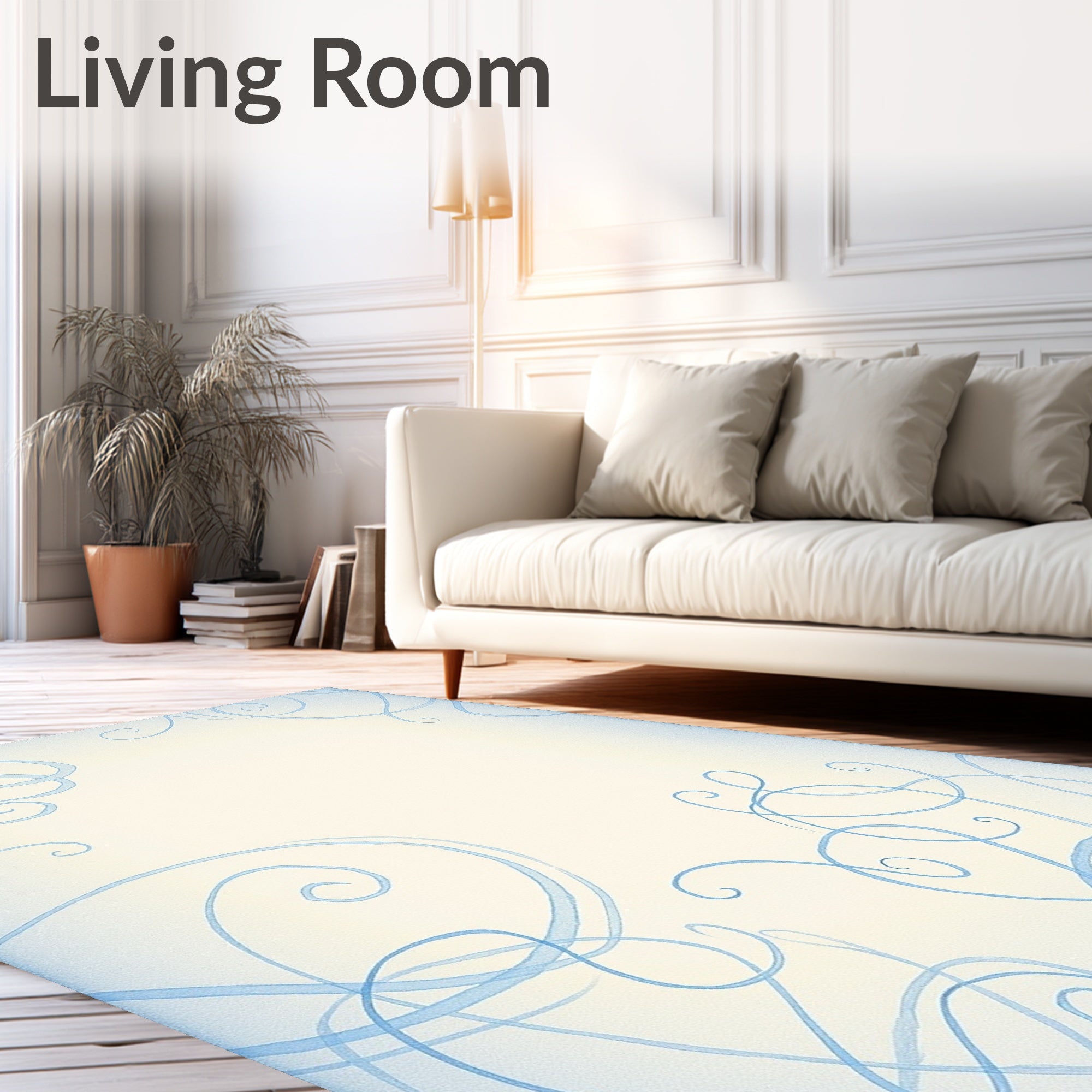 Delicate Sky Blue Swirl Abstract Rug