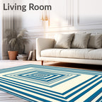 Ocean Blue Concentric Squares Rug