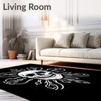 White Skull Sun Mandala Rug