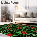 Bold Red Berry Festive Foliage Rug