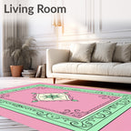 Pink Mint Scroll Medallion Rug