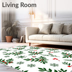 Green Holly Berry Snowflakes Rug