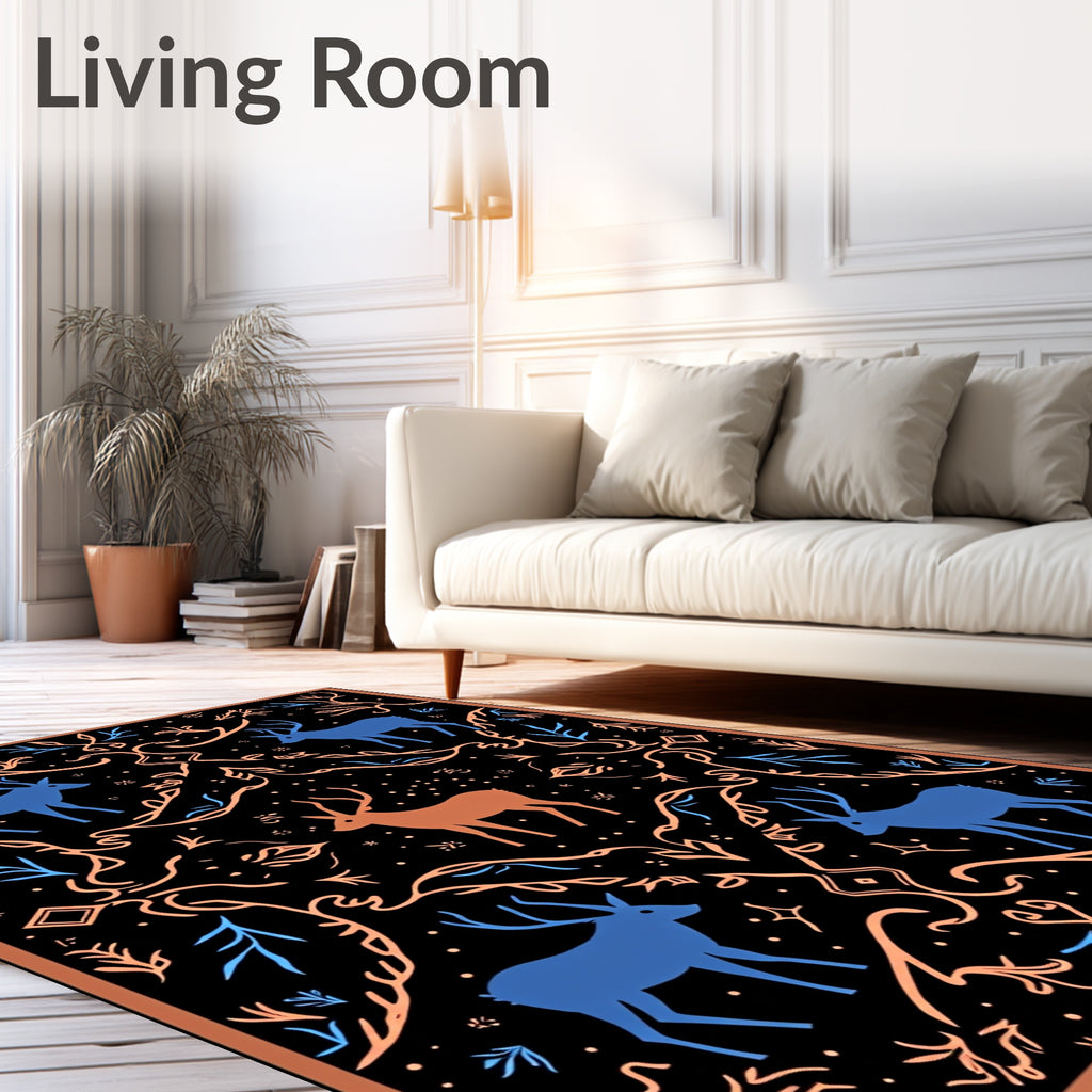 Rustic Deer Woodland Forest Symmetry Rug