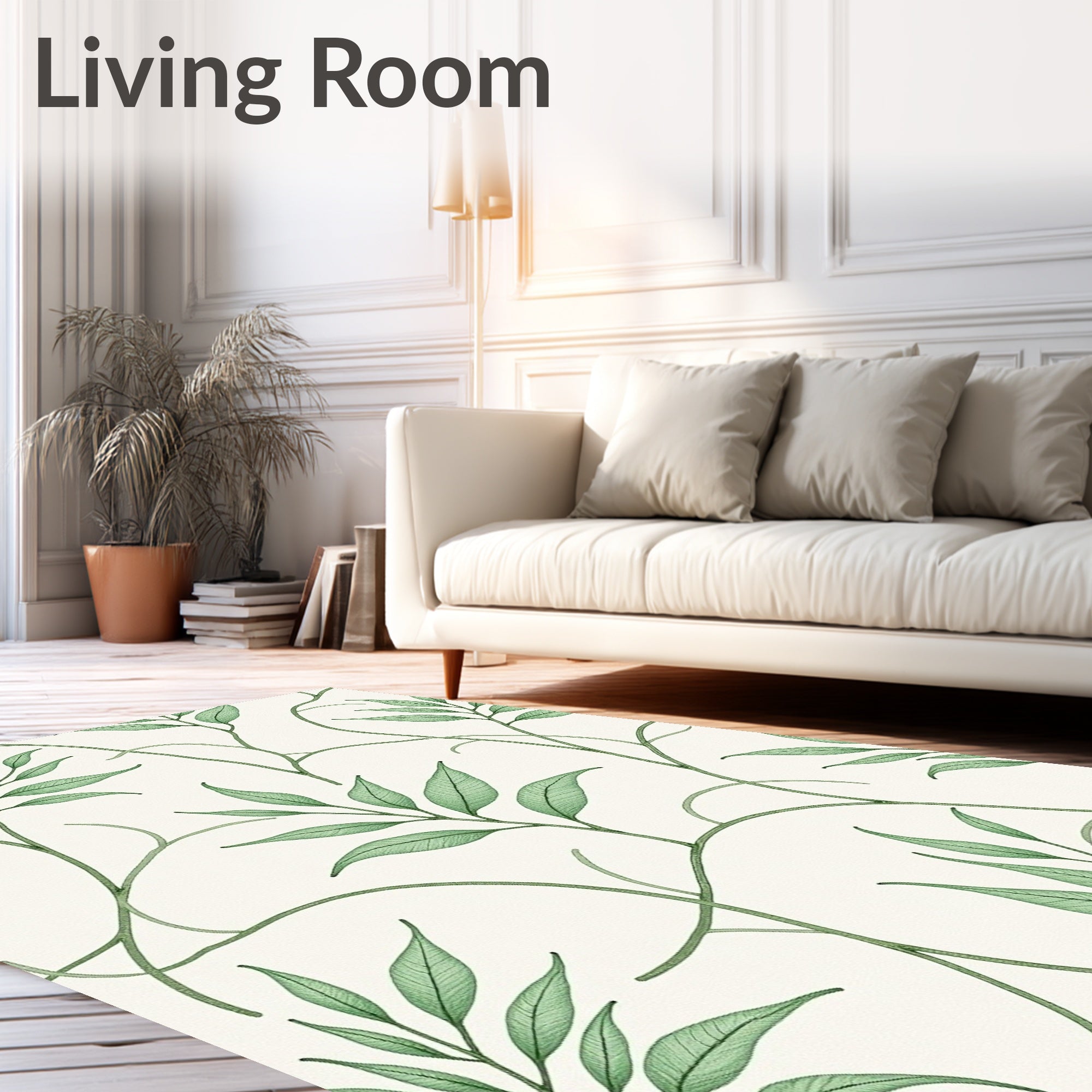 Verdant Green Branch Foliage Rug