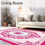 Enchanting Pink Floral Oval Medallion Rug