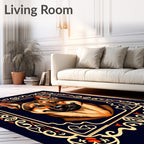 German Shepherd Portrait Ornate Frame Rug