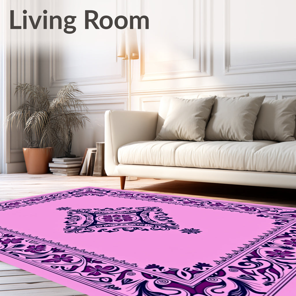 Ornate Floral Diamond Accents Rug