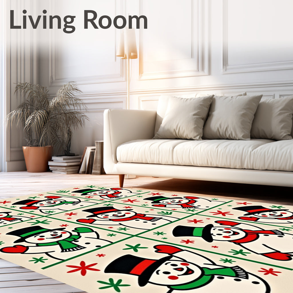 Festive Snowmen Christmas Garland Rug